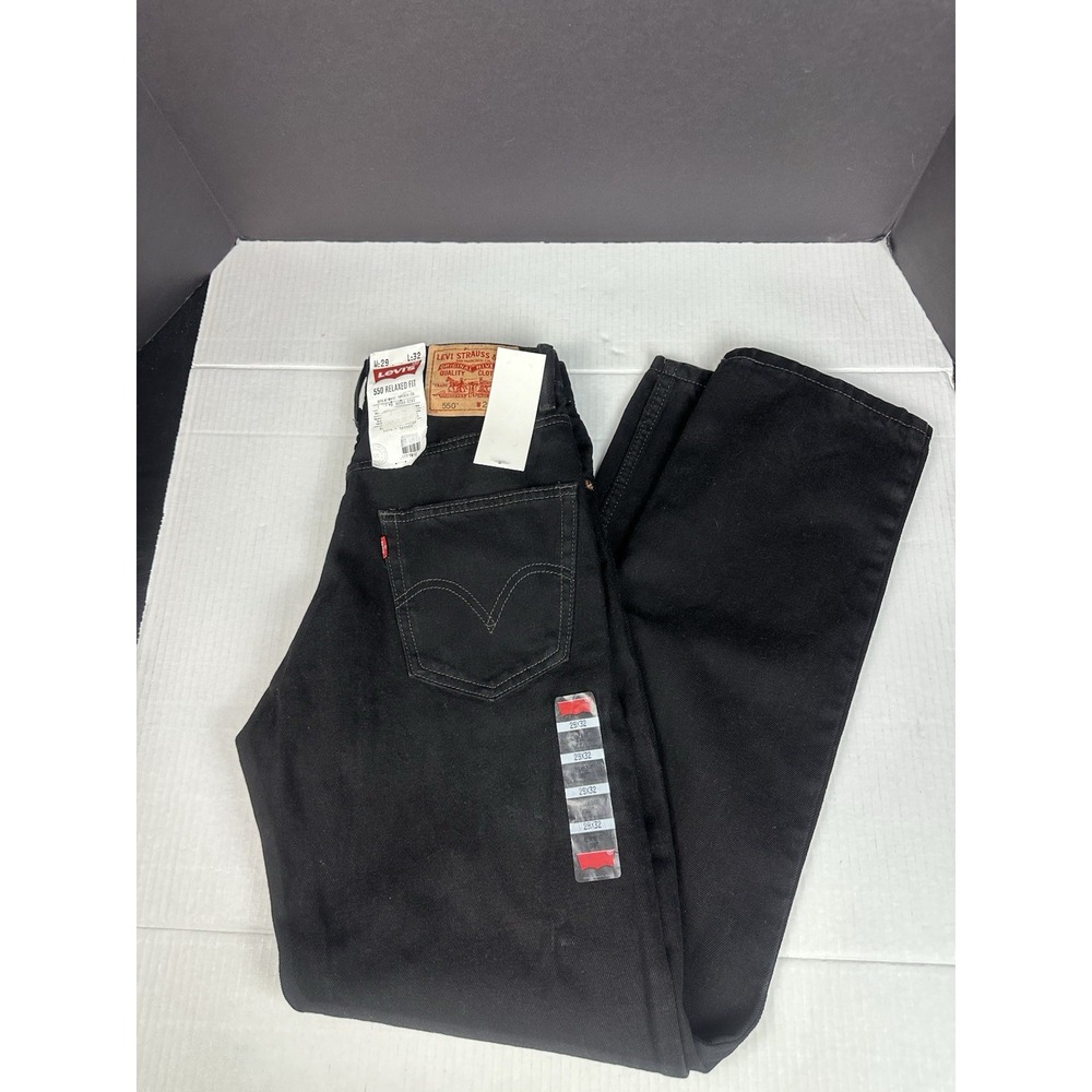 NWT Levis 550 Jeans Men's Black Relaxed Fit Straight Leg Denim Size (29x32)